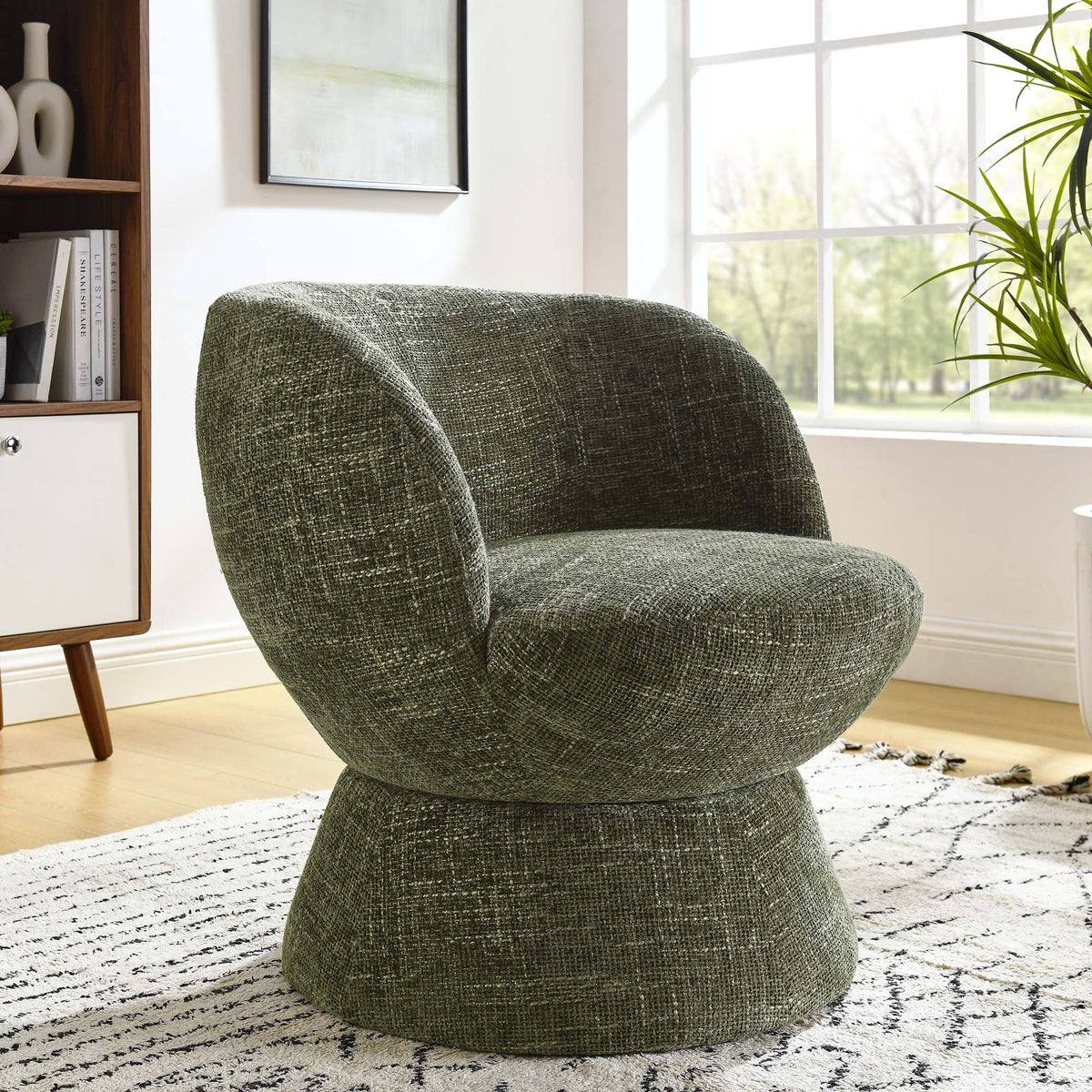 Vesta Chenille Fabric Upholstered Swivel Chair Modway Model: eei-6863