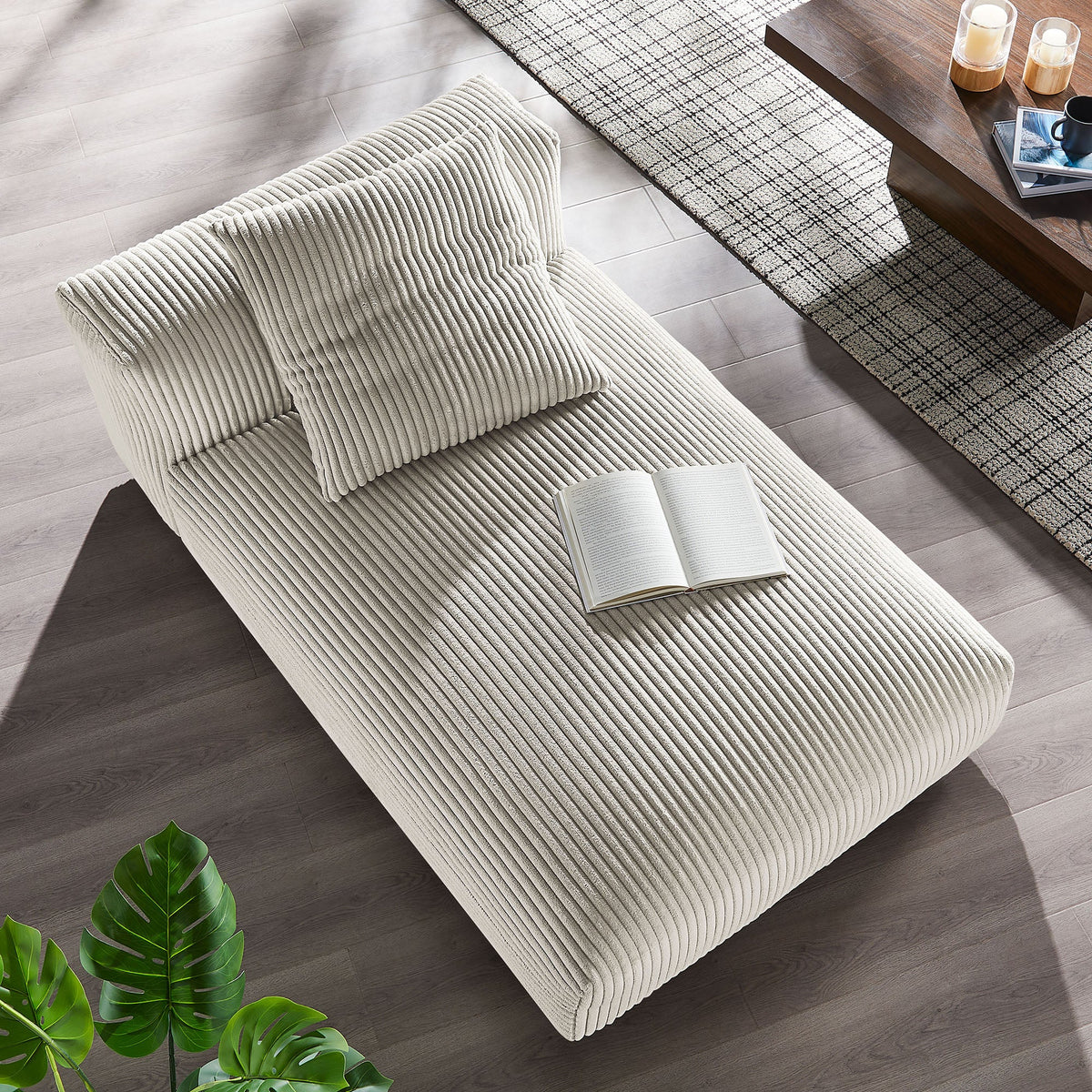 Solace Modular Corduroy Upholstered Armless Chaise Lounge Modway Model: eei-6886