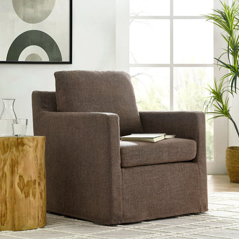 Serene Linen Slipcovered Swivel Armchair Modway Model: eei-6910