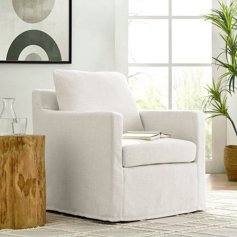 Serene Linen Slipcovered Swivel Armchair Modway Model: eei-6910