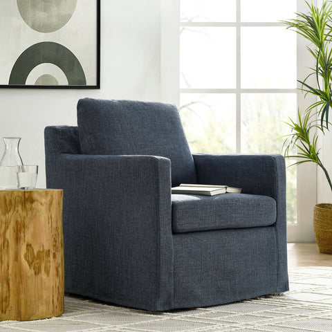 Serene Linen Slipcovered Swivel Armchair Modway Model: eei-6910