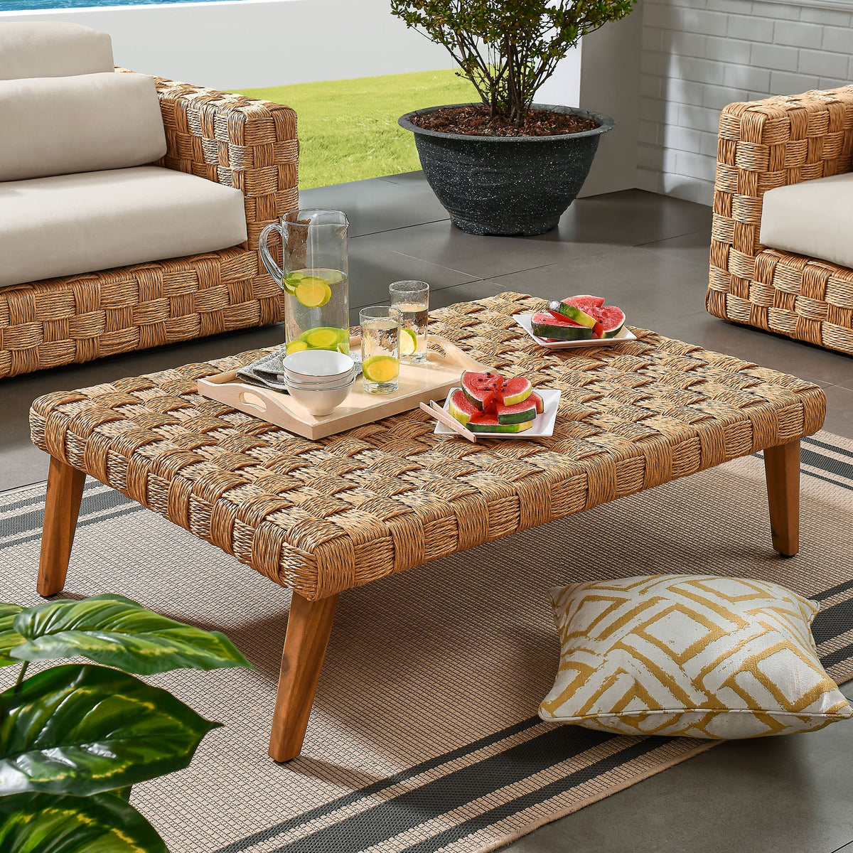 Thames Outdoor Patio Wicker Rattan Coffee Table Modway Model: eei-6926