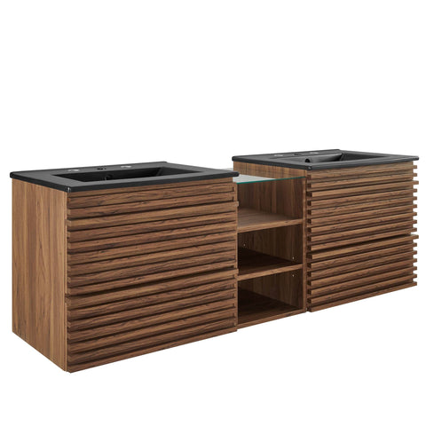 Render 62" Wall-Mount Double Sink Bathroom Vanity Modway Model: eei-6941