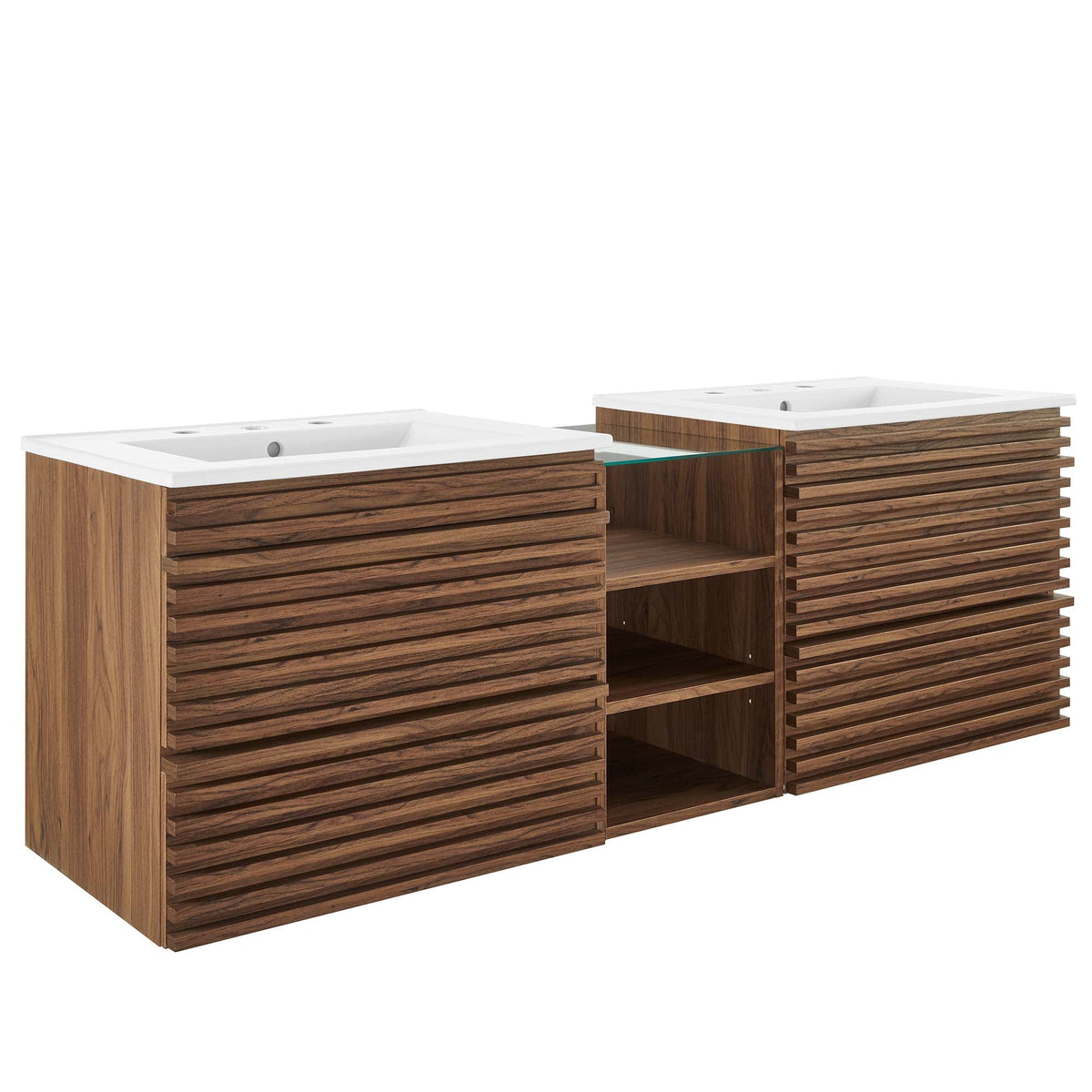 Render 62" Wall-Mount Double Sink Bathroom Vanity Modway Model: eei-6941