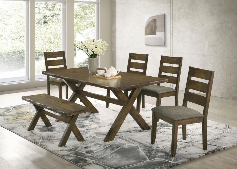 Coaster Alston Dining Room Set Knotty Nutmeg and Grey Model 106381-S6