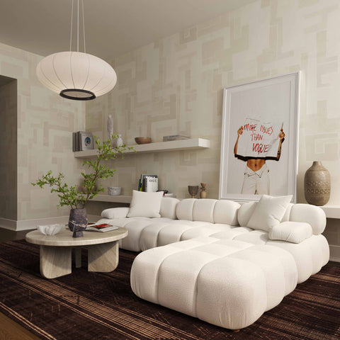 Calliope Cream Vegan Shearling 4-piece Modular Sectional Model: TOV-L68922-SEC