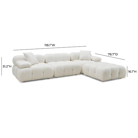 Calliope Cream Vegan Shearling 4-piece Modular Sectional Model: TOV-L68922-SEC
