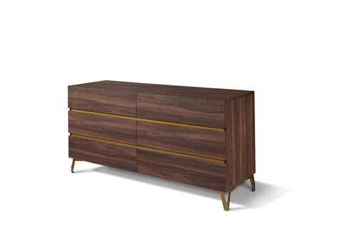 King Size  Nova Domus Calabria Modern Walnut & Green Velvet Bedroom Set