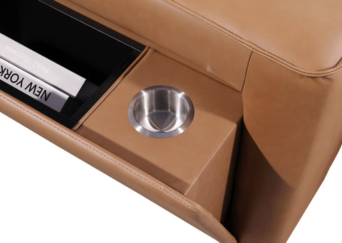 1224 - Caviani Cognac 6-Piece L-Shaped Modular Power Reclining Sectional with 3 Power Recliners and Power Headrests - Top Grain Italian Leather