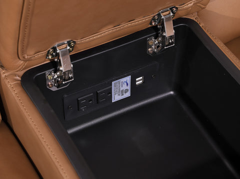 1224 - Caviani Cognac 6-Piece L-Shaped Modular Power Reclining Sectional with 3 Power Recliners and Power Headrests - Top Grain Italian Leather