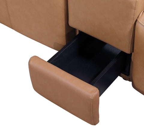 1224 - Caviani Cognac 6-Piece L-Shaped Modular Power Reclining Sectional with 3 Power Recliners and Power Headrests - Top Grain Italian Leather