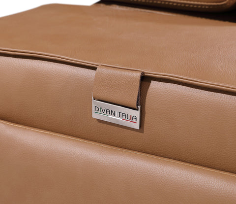 1224 - Caviani Cognac 6-Piece L-Shaped Modular Power Reclining Sectional with 3 Power Recliners and Power Headrests - Top Grain Italian Leather