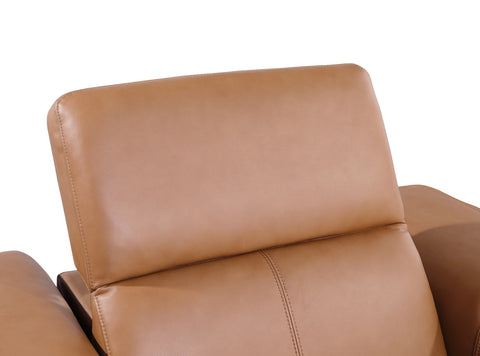 1224 - Caviani Cognac 6-Piece L-Shaped Modular Power Reclining Sectional with 3 Power Recliners and Power Headrests - Top Grain Italian Leather