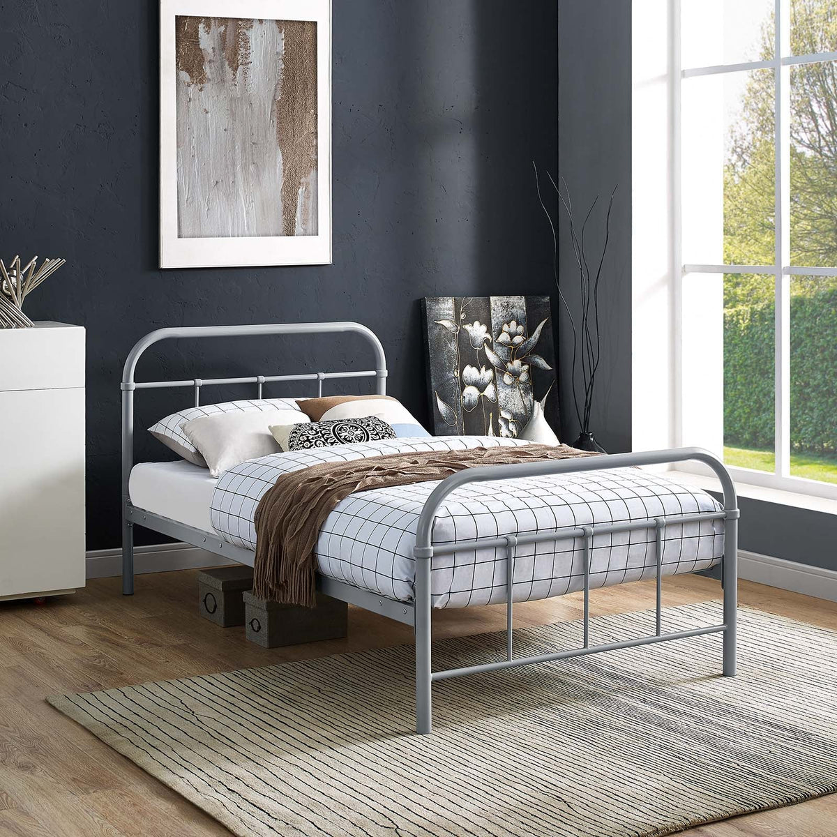 Maisie Stainless Steel Bed Frame Modway Model: mod-5531