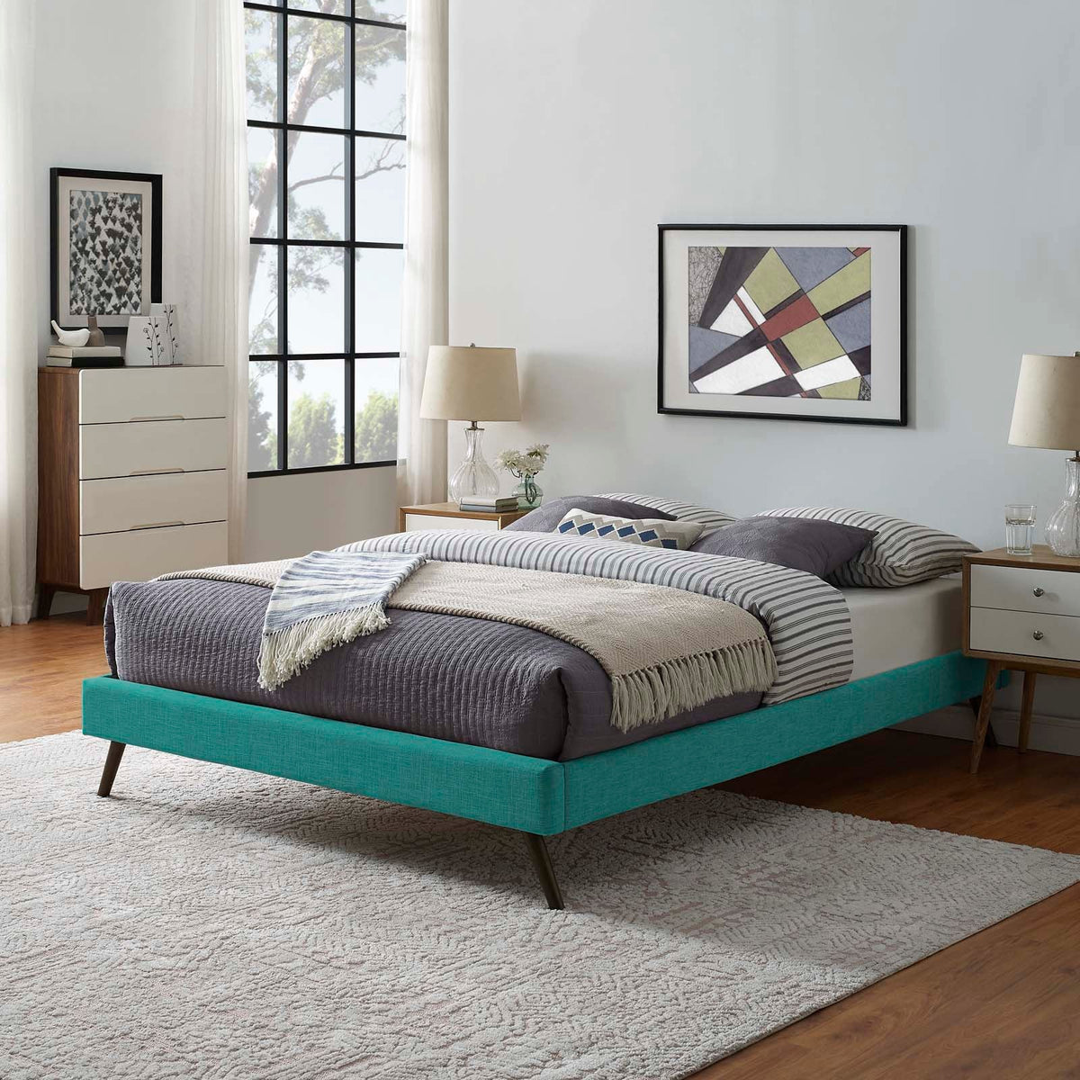 Loryn Fabric Bed Frame with Round Splayed Legs Modway Model: mod-5889