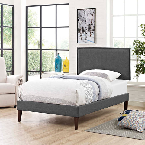 Amaris Fabric Platform Bed with Squared Tapered Legs Modway Model: mod-5906