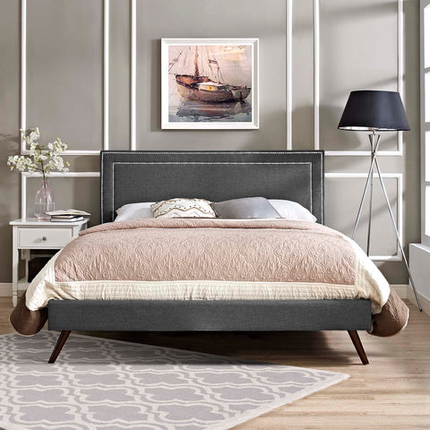 Virginia Fabric Platform Bed with Round Splayed Legs Modway Model: mod-5915