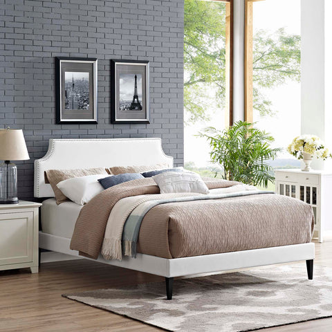 Corene Vinyl Platform Bed with Squared Tapered Legs Modway Model: mod-5954