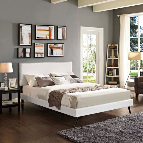 Macie Vinyl Platform Bed with Round Splayed Legs Modway Model: mod-5960