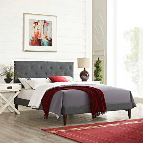 Tarah Fabric Platform Bed with Squared Tapered Legs Modway Model: mod-5989