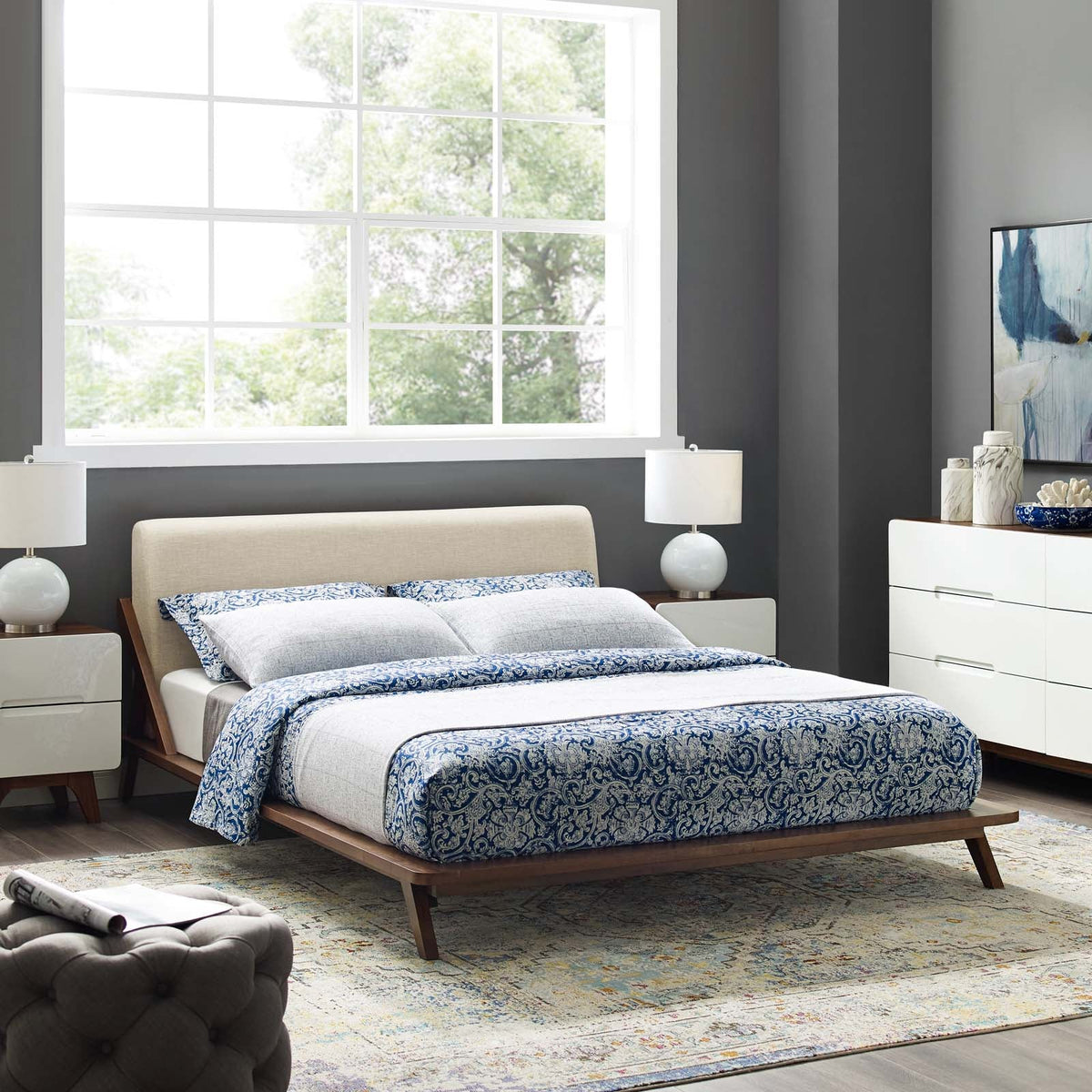 Luella Upholstered Fabric Platform Bed Modway Model: mod-6047