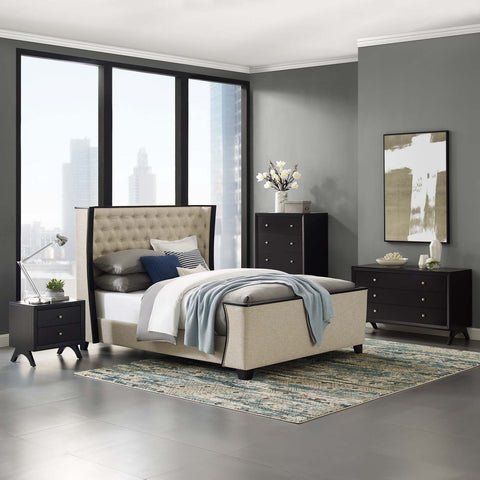 Galia Upholstered Linen Fabric Platform Bed Modway Model: mod-6052