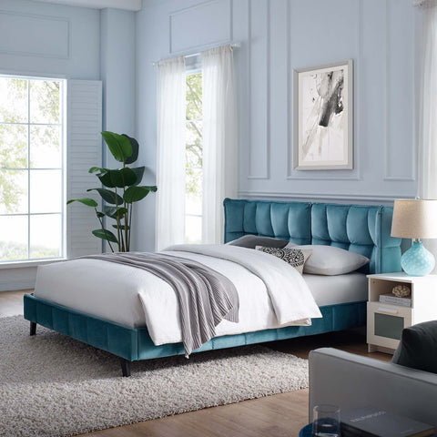 Makenna Performance Velvet Platform Bed Modway Model: mod-6081