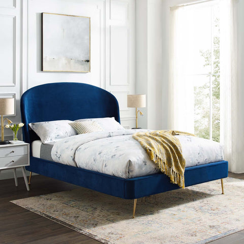 Mira Upholstered Performance Velvet Platform Bed Modway Model: mod-6131