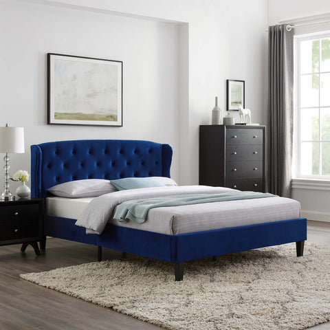 Penelope Tufted Wingback Performance Velvet Platform Bed Modway Model: mod-6180