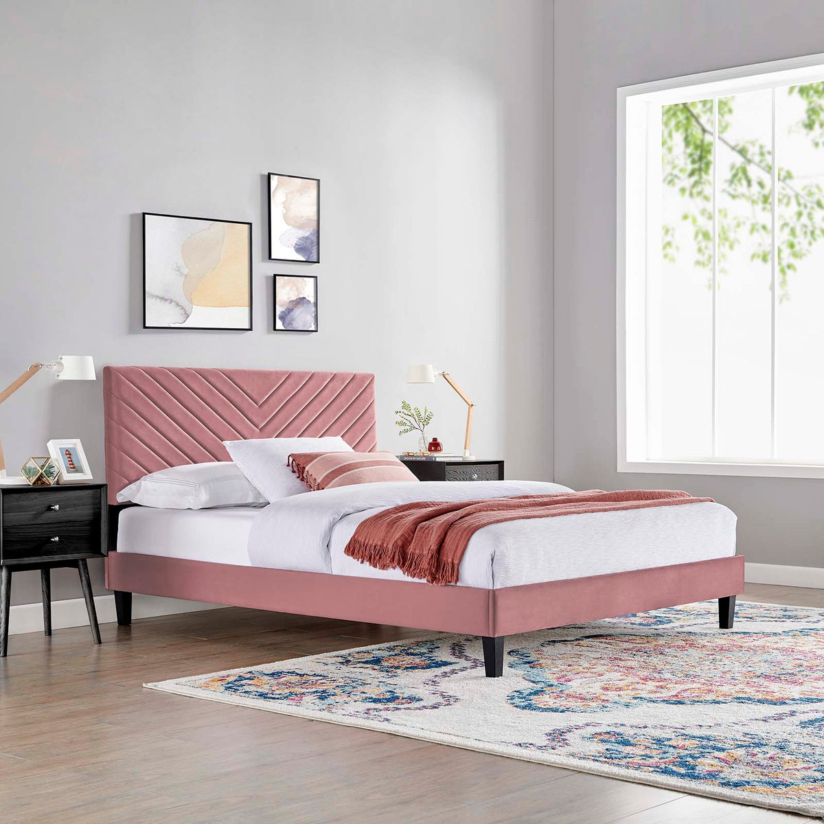 Roxanne Performance Velvet Platform Bed Modway Model: mod-6285
