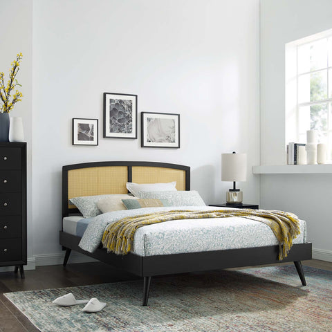 Sierra Cane and Wood Platform Bed With Splayed Legs Modway Model: mod-6376