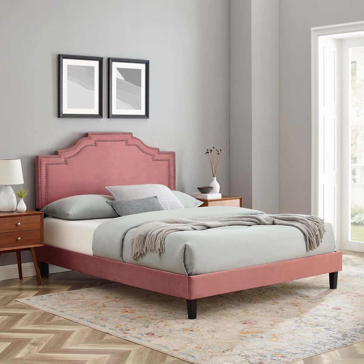 Adelaide Performance Velvet Platform Bed Modway Model: mod-6582