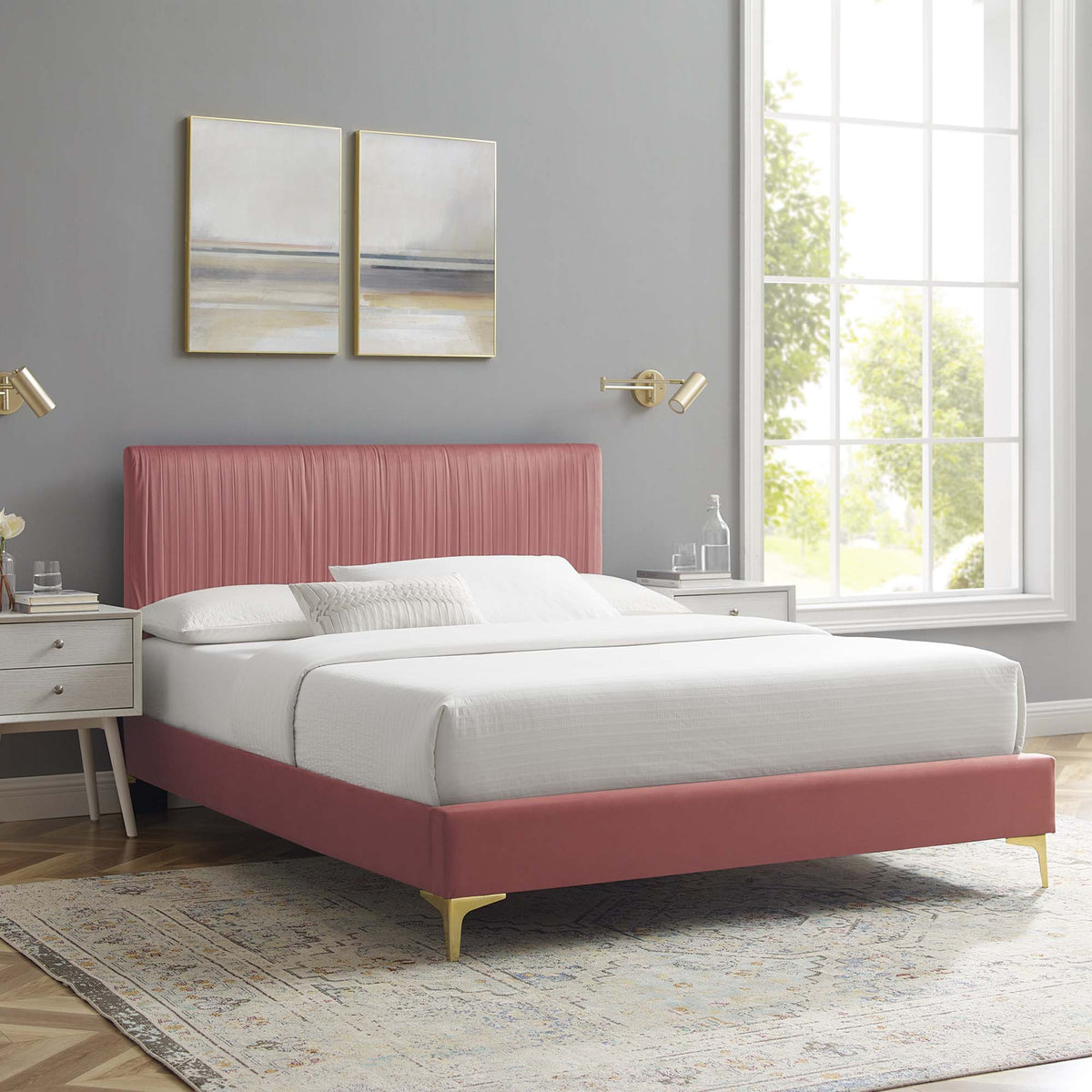 Peyton Performance Velvet Platform Bed Modway Model: mod-6595