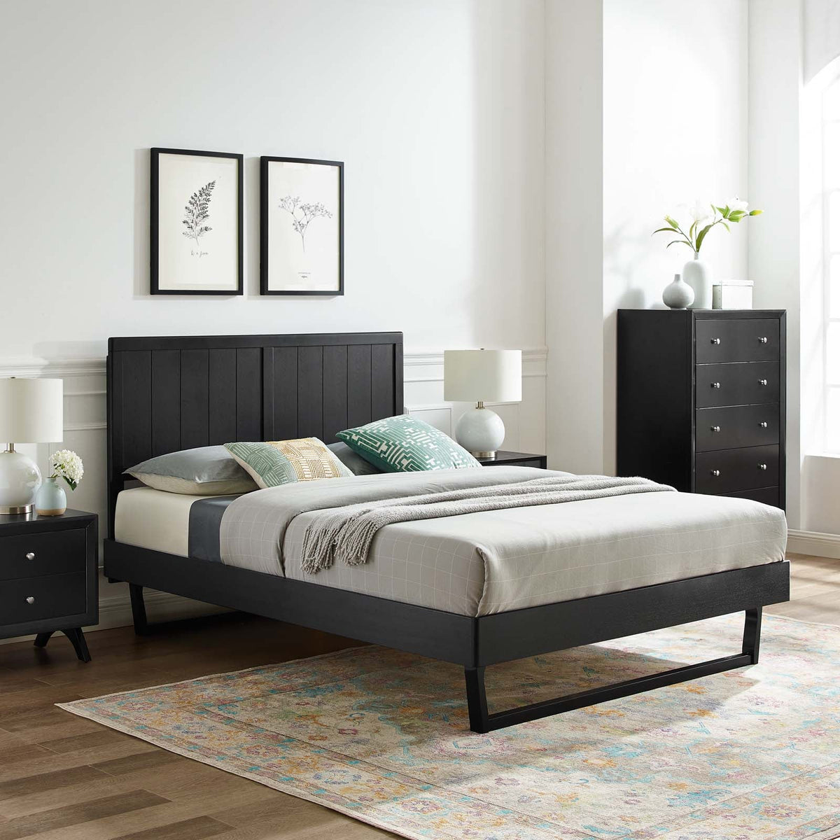 Alana Wood Platform Bed With Angular Frame Modway Model: mod-6616