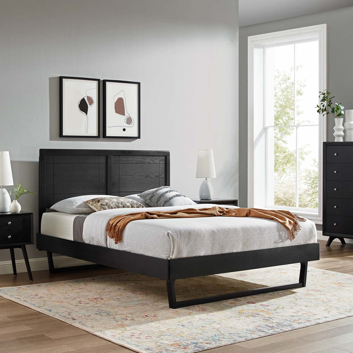 Marlee Wood Platform Bed With Angular Frame Modway Model: mod-6626