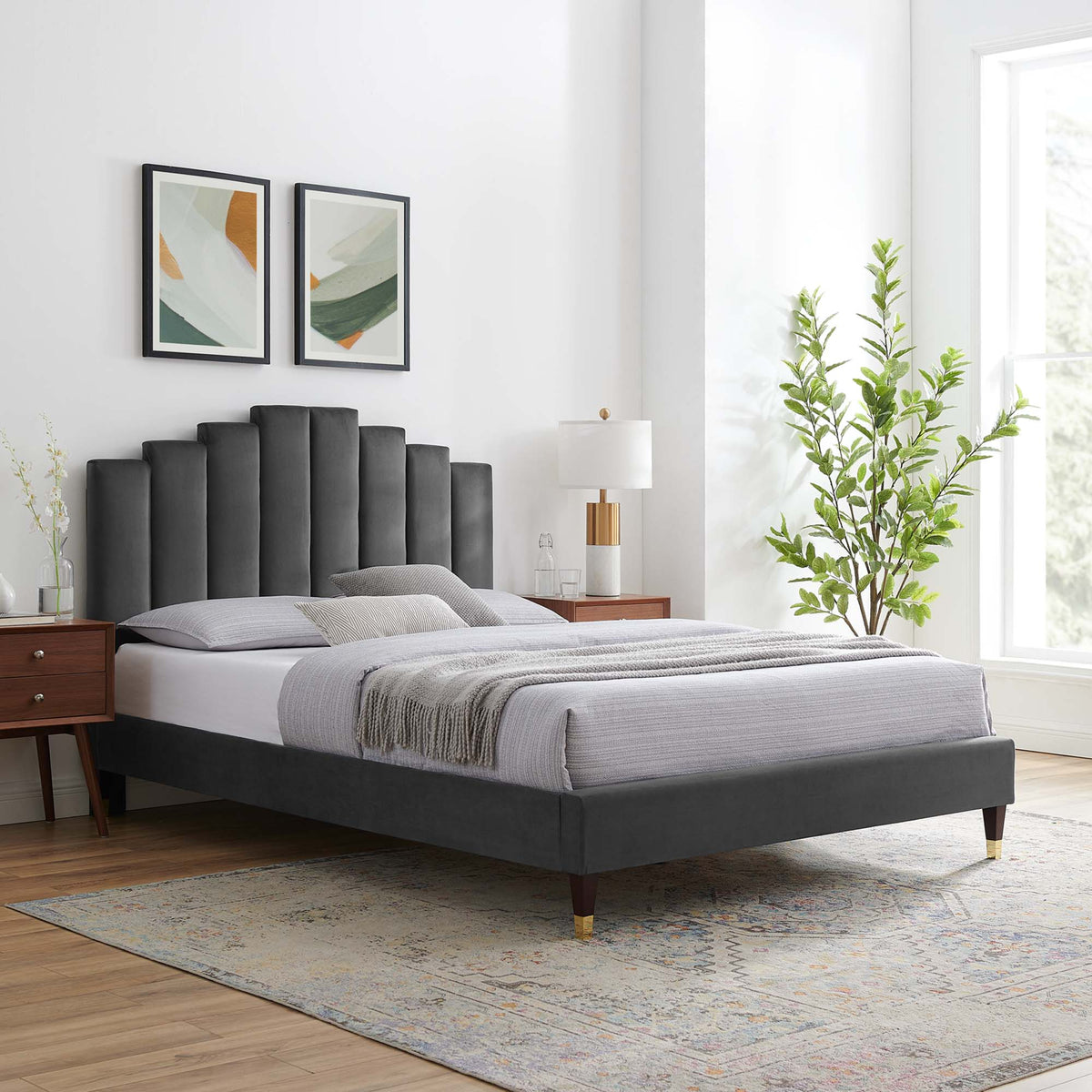 Elise Performance Velvet Platform Bed Modway Model: mod-6691