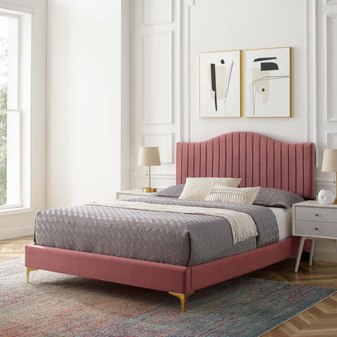 Juniper Channel Tufted Performance Velvet Platform Bed Modway Model: mod-6742