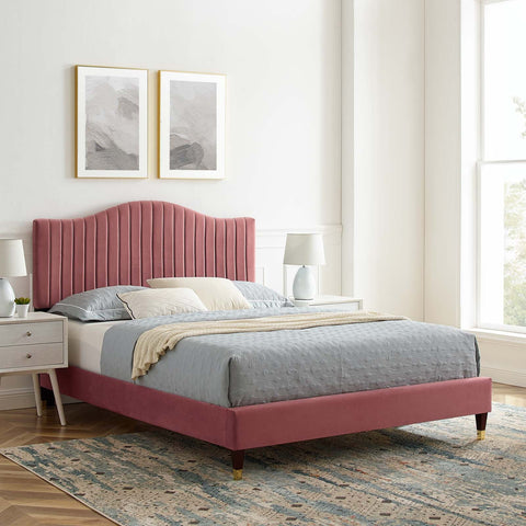 Juniper Channel Tufted Performance Velvet Platform Bed Modway Model: mod-6746