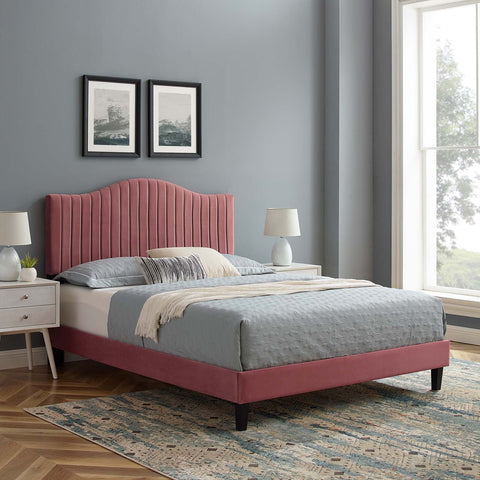 Juniper Channel Tufted Performance Velvet Platform Bed Modway Model: mod-6750