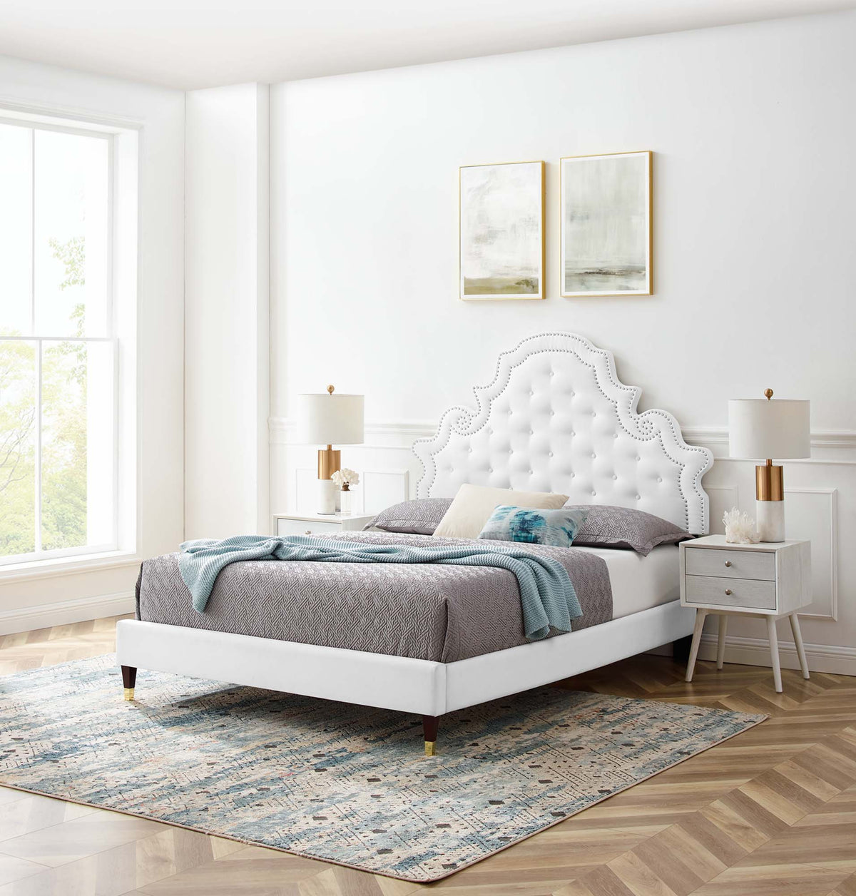 Gwyneth Tufted Performance Velvet Platform Bed Modway Model: mod-6752