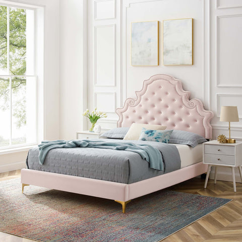 Gwyneth Tufted Performance Velvet Platform Bed Modway Model: mod-6757