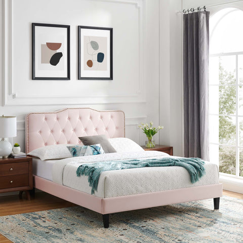 Amber Tufted Performance Velvet Platform Bed Modway Model: mod-6783