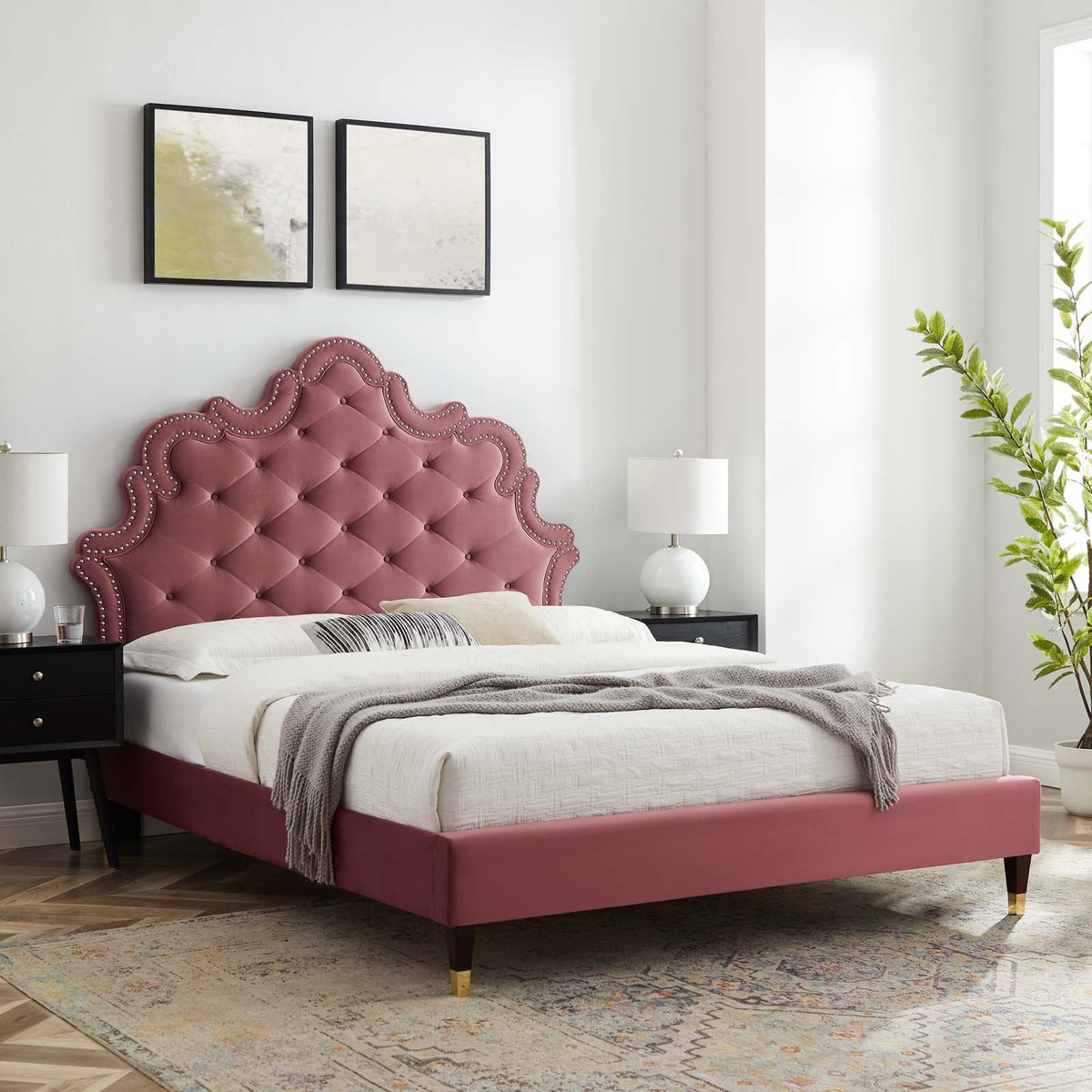 Sasha Button-Tufted Performance Velvet Bed Modway Model: mod-6837