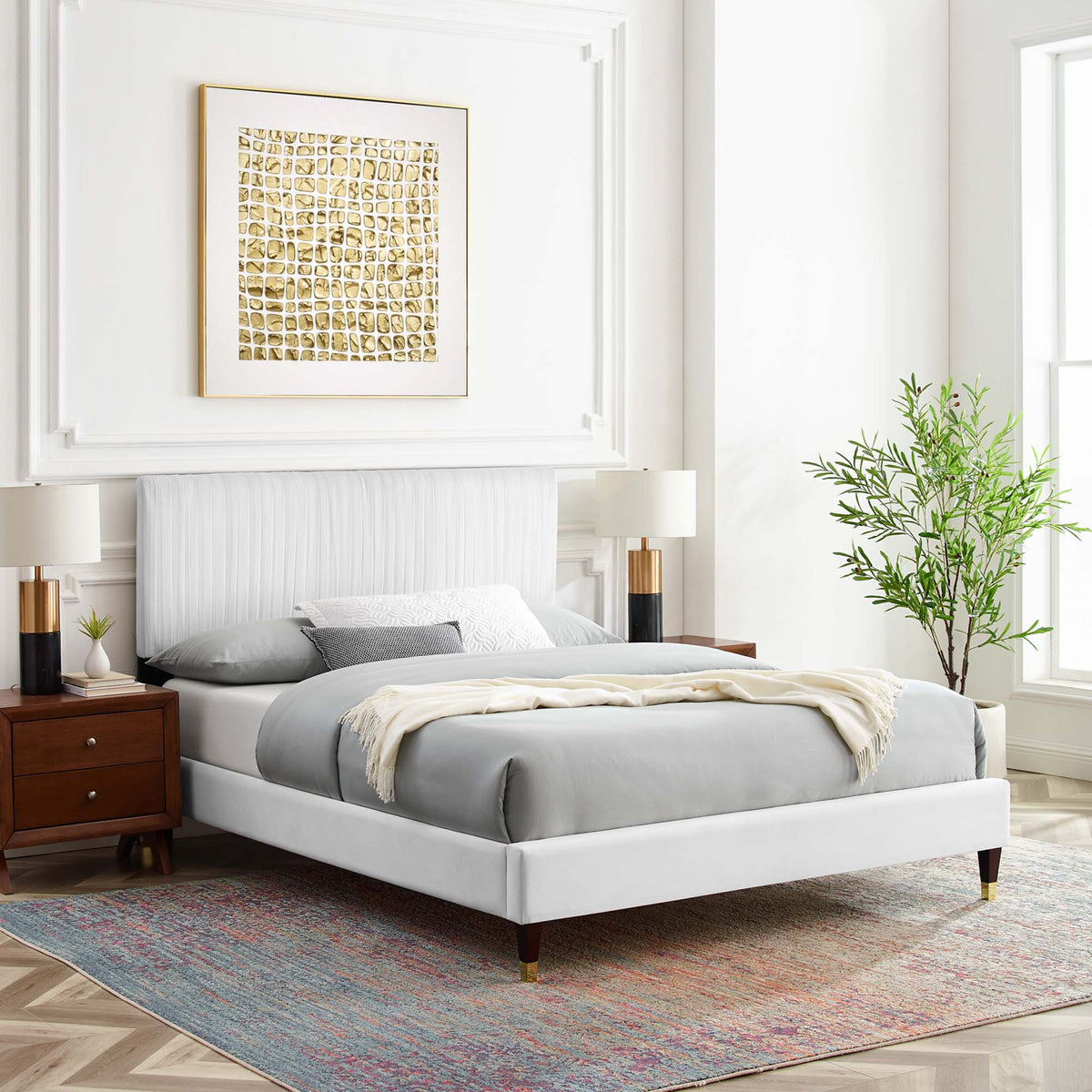 Peyton Performance Velvet Platform Bed Modway Model: mod-6866