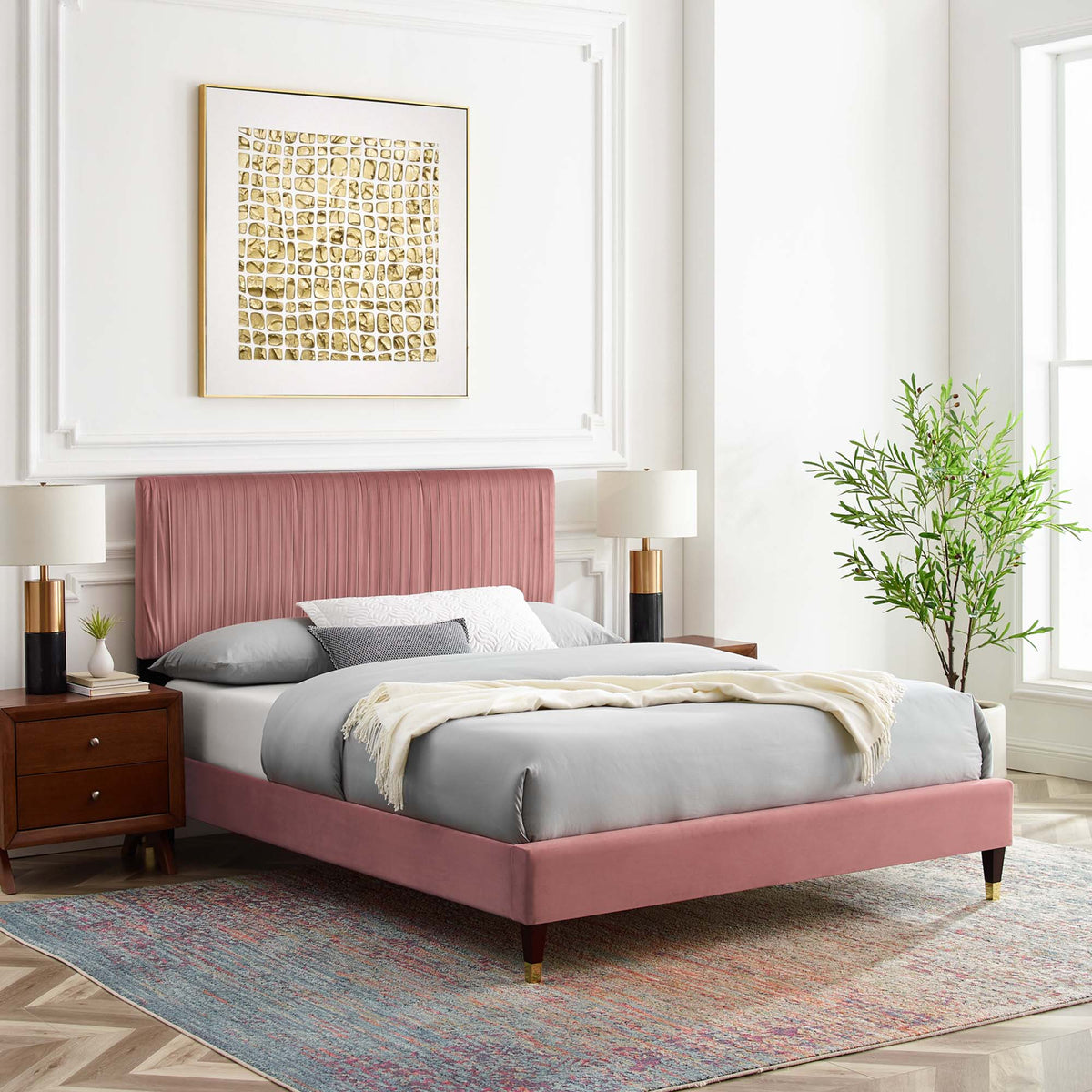 Peyton Performance Velvet Platform Bed Modway Model: mod-6869