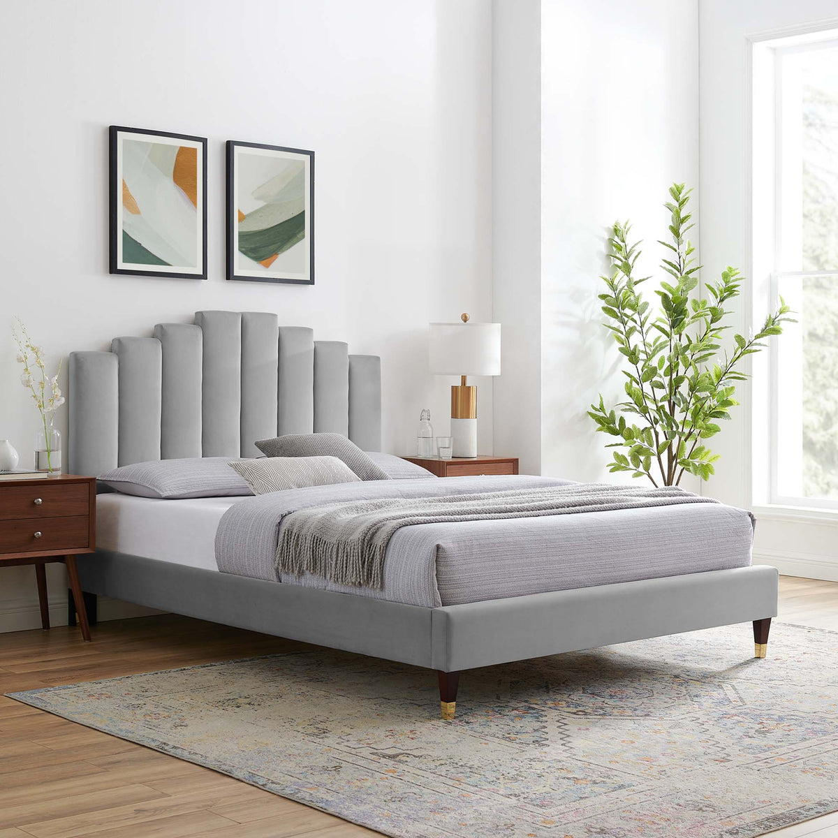 Elise Performance Velvet Platform Bed Modway Model: mod-6874