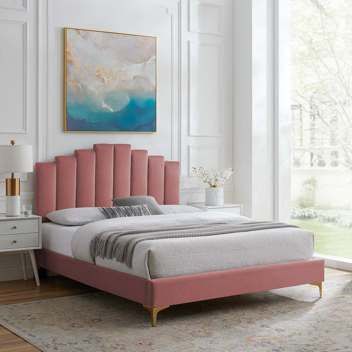 Elise Performance Velvet Platform Bed Modway Model: mod-6881