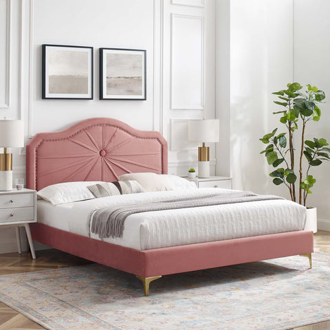 Portia Performance Velvet Platform Bed Modway Model: mod-6915