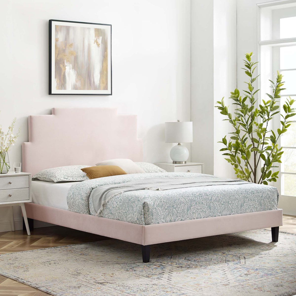 Lindsey Performance Velvet Platform Bed Modway Model: mod-6921