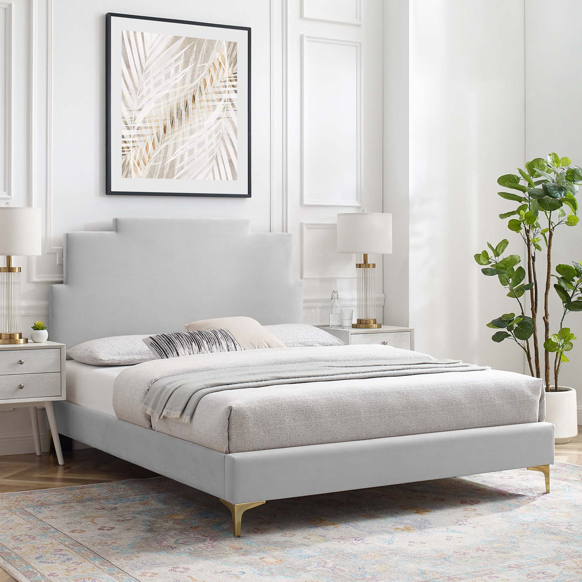 Lindsey Performance Velvet Platform Bed Modway Model: mod-6925